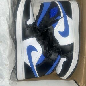 Jordan 1 Black, White, and Blue Athletic Shoes
